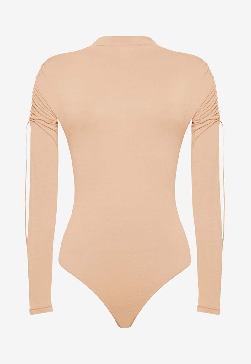 Wolford Crepe Long-Sleeved Bodysuit Almond 79295_000_4853