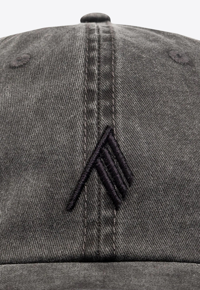 The Attico Logo Embroidered Faded Baseball Cap Black 247WAC34C104RM_615