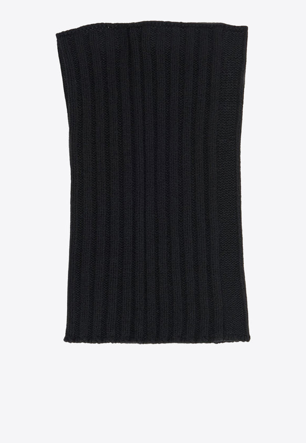 Rick Owens Ribbed-Knit Tube Scarf Black RU02D6484WSBR_09