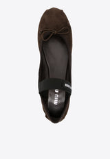 Miu Miu Bow Suede Ballet Flats Brown 5F794DFDX05008_F0003