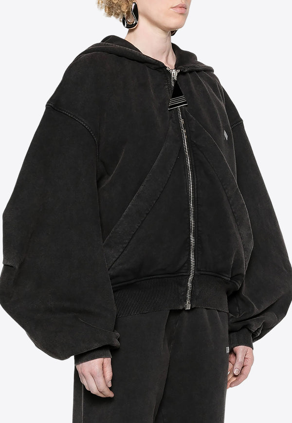The Attico Wide-Sleeved Hooded Sweatshirt Black 247WCF15JF05_615