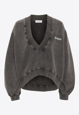 The Attico V-neck Faded Cropped Sweatshirt Black 247WCF10JF03_615