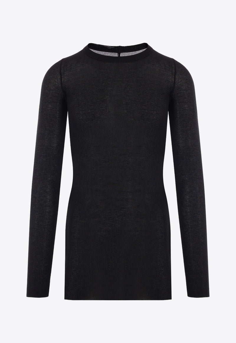 Rick Owens Fine Ribbed Long-Sleeved T-shirt Black RU02D6250RC_09