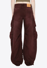 The Attico Fern Mid-Rise Cargo Jeans Burgundy 247WCP84D088_729