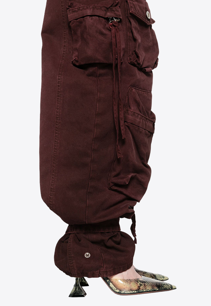 The Attico Fern Mid-Rise Cargo Jeans Burgundy 247WCP84D088_729