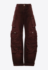 The Attico Fern Mid-Rise Cargo Jeans Burgundy 247WCP84D088_729