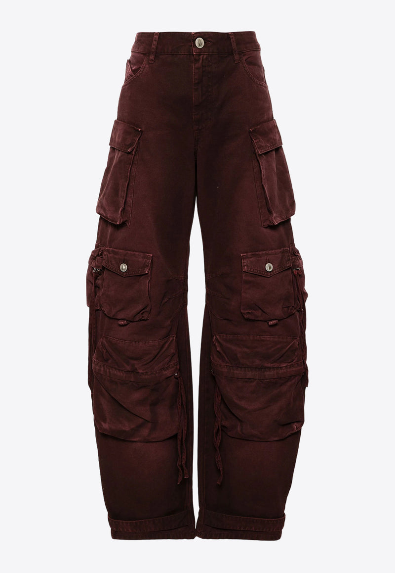 The Attico Fern Mid-Rise Cargo Jeans Burgundy 247WCP84D088_729