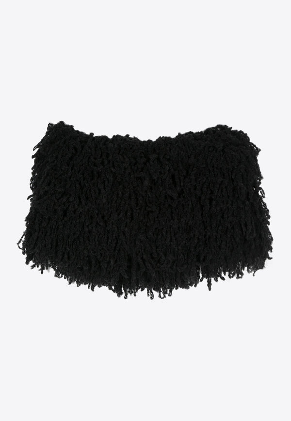 The Attico Fringed Wool Pullover Scarf Cape Black 247WAC35KMIX6_100