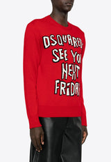 Dsquared2 Intarsia Knit Wool Blend Sweater Red S74HA1471D13042_961