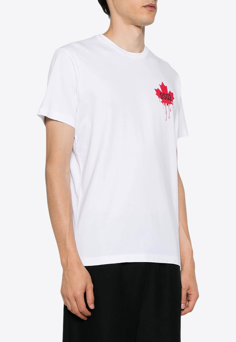 Dsquared2 Maple Leaf Print Crewneck T-shirt White S74GD1358D20014_100