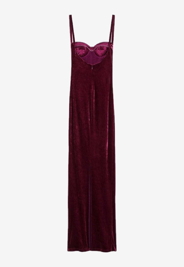 Balenciaga Bustier Velvet Maxi Dress Plum 794452TKQ22/R_BALEN-5061