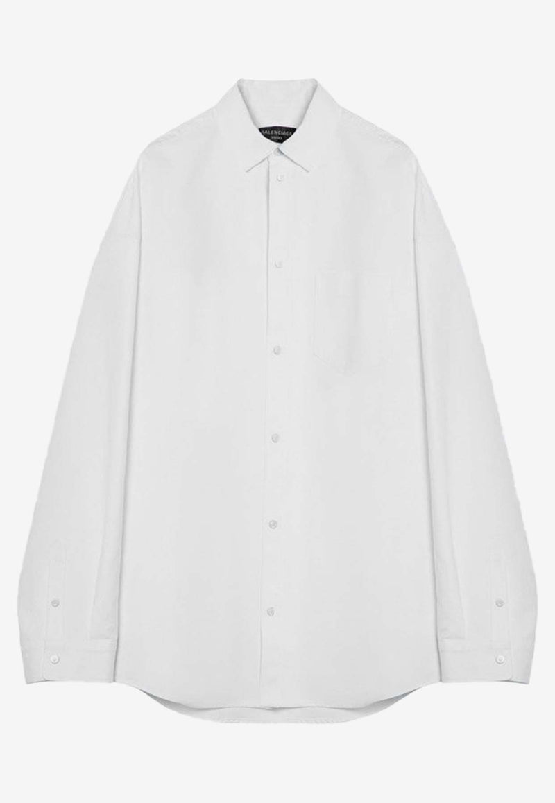 Balenciaga Oversized Long-Sleeved Shirt 794462TQM30/P_BALEN-9140 White