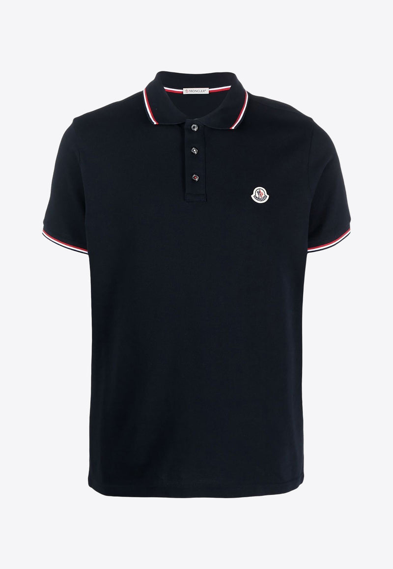 Moncler Logo Embroidered Polo T-shirt Blue J20918A7030084556_77X