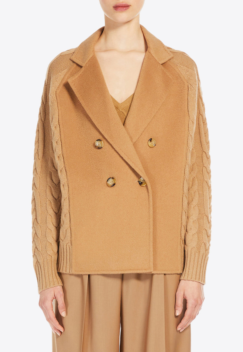 Max Mara Micio Double-Breasted Paneled Pea Coat Camel 2421316021650MICIO_004