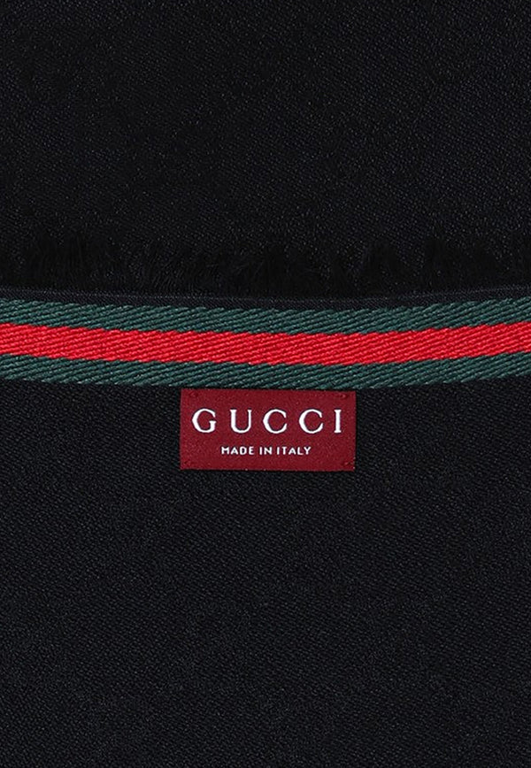 Gucci Silk-Blend with GG Pattern Scarf Black 7952844G483/Q_GUC-1066