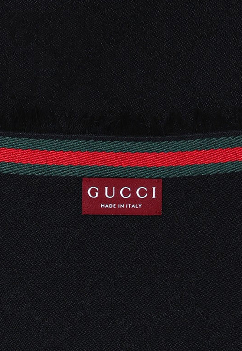 Gucci Silk-Blend with GG Pattern Scarf Black 7952844G483/Q_GUC-1066