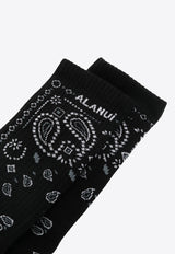 Alanui Bandana Print Ribbed Socks Black LWRA007E24KNI001_1084