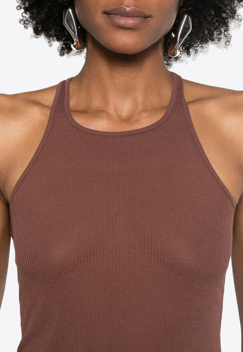 Rick Owens Fine Ribbed Tank Top Brown RP02D3101RC_93