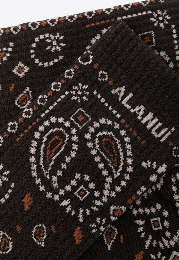 Alanui Bandana Print Ribbed Socks Brown LWRA007E24KNI001_6E03