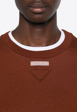 Prada Logo Patch Layered Crewneck T-shirt Brown 3547BSOOO15ZG_F0005