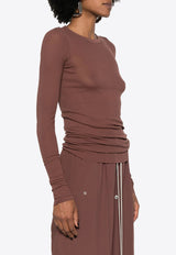 Rick Owens Ribbed Long-Sleeved Top Brown RP02D3202RC_93