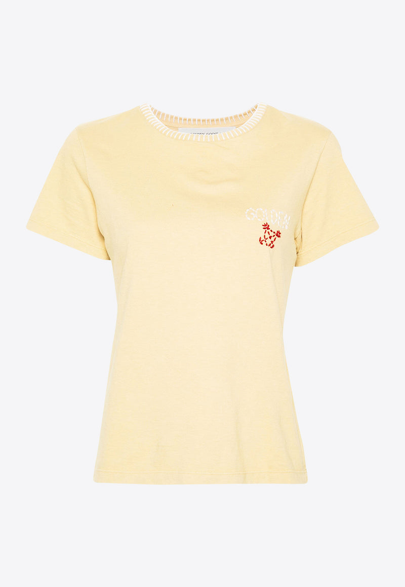 Golden Goose DB Doris Whipstitch-Trim T-shirt Yellow GWP02008P001765_20358