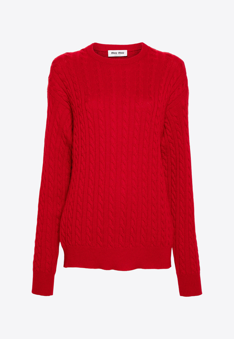 Miu Miu Cable Knit Cashmere Sweater Red MML818S23213KX_F0011