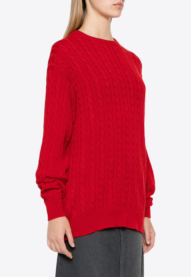 Miu Miu Cable Knit Cashmere Sweater Red MML818S23213KX_F0011