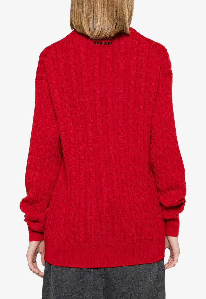 Miu Miu Cable Knit Cashmere Sweater Red MML818S23213KX_F0011