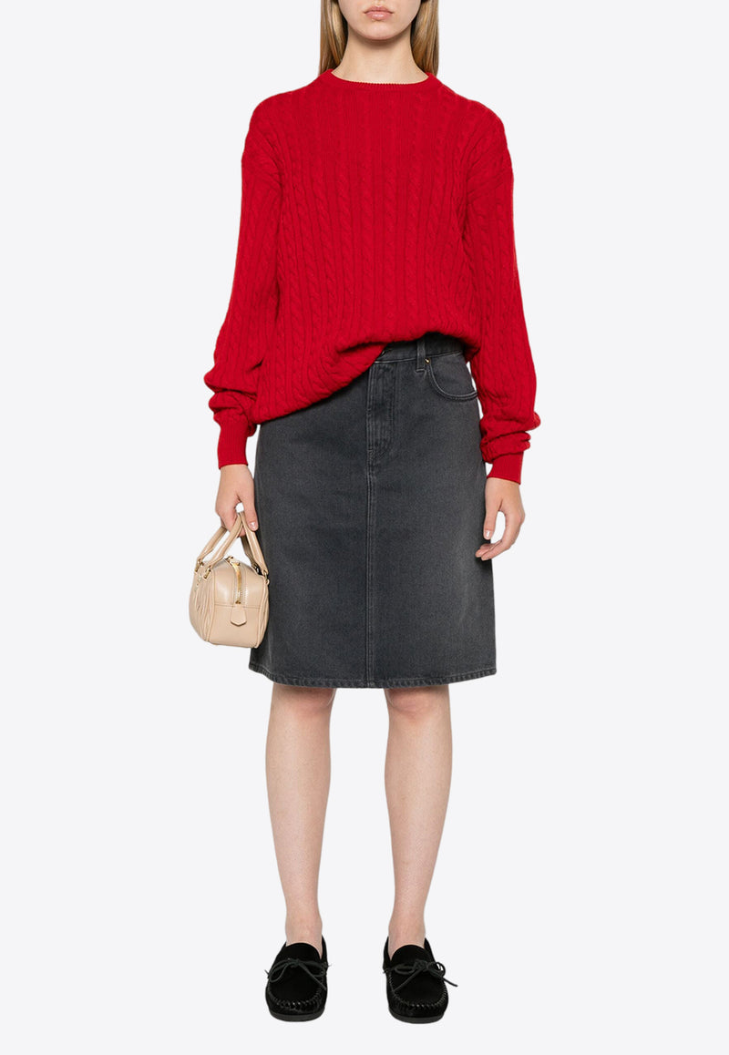 Miu Miu Cable Knit Cashmere Sweater Red MML818S23213KX_F0011