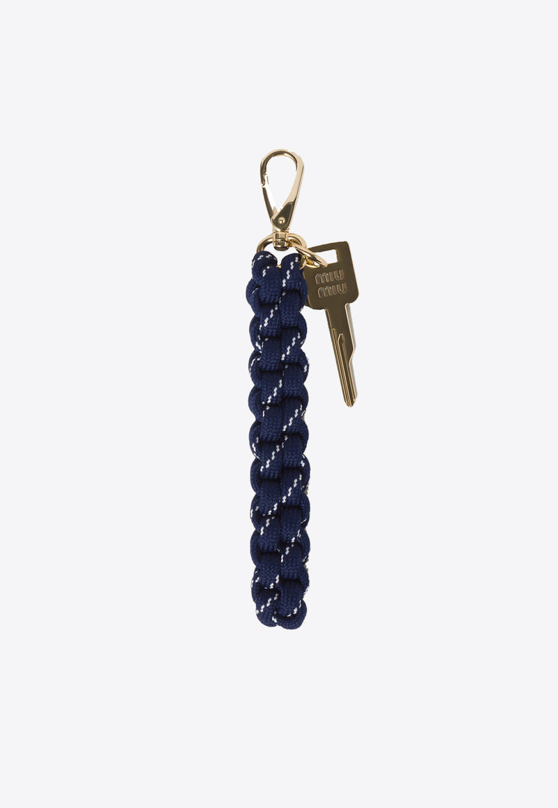 Miu Miu Cord and Nylon Key Ring Navy 5TT2093L74_F0216