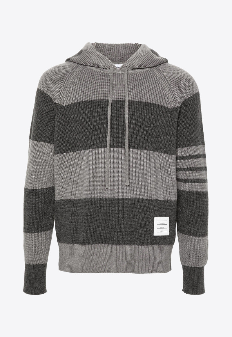 Thom Browne Striped Knitted Hooded Sweater Gray MKA513AY2011_982