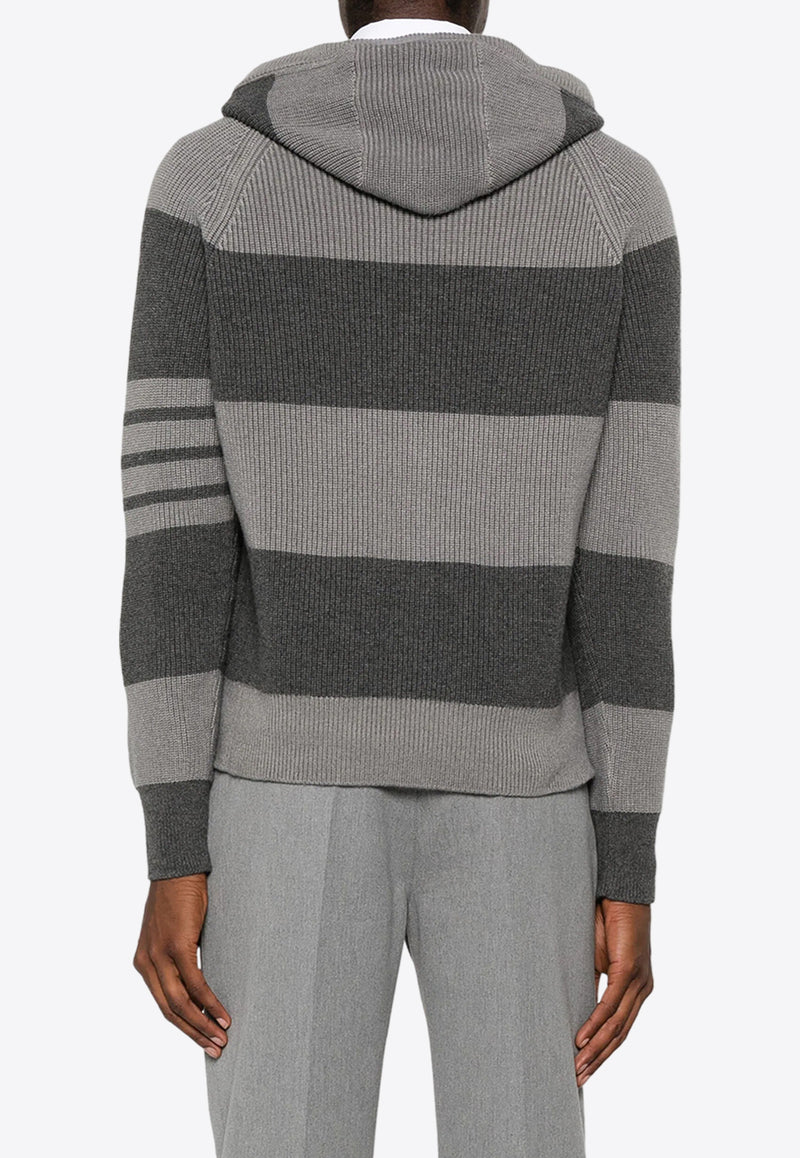 Thom Browne Striped Knitted Hooded Sweater Gray MKA513AY2011_982