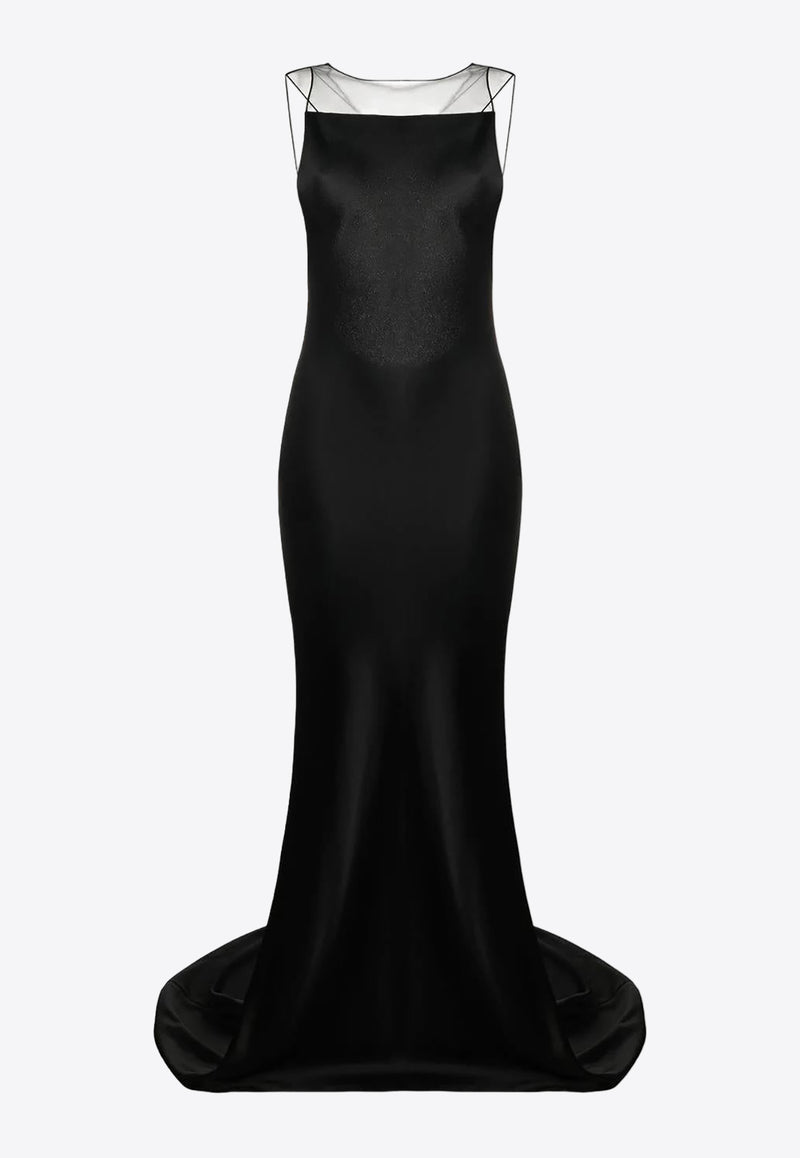 Maison Margiela Satin Fishtail Gown Black SI0CT0001S49465_900