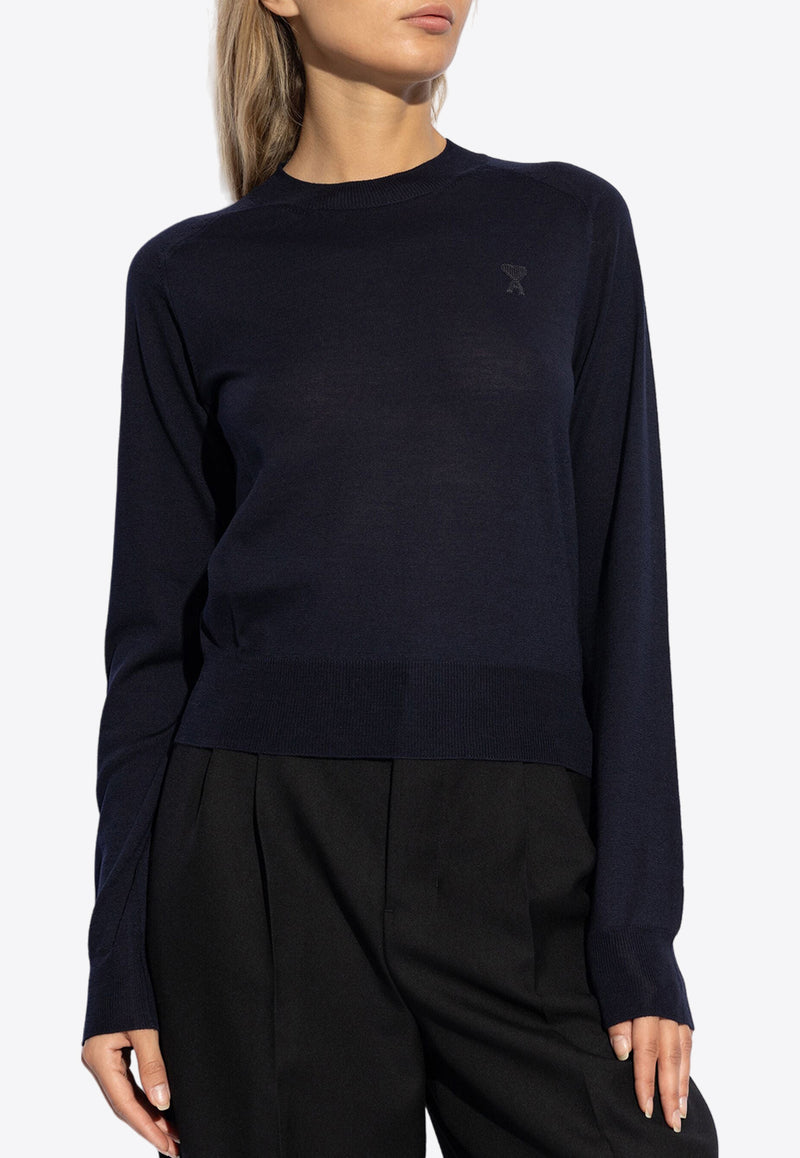 AMI PARIS Ami De Coeur Wool Sweater Midnight Blue FKS041KN0039_430