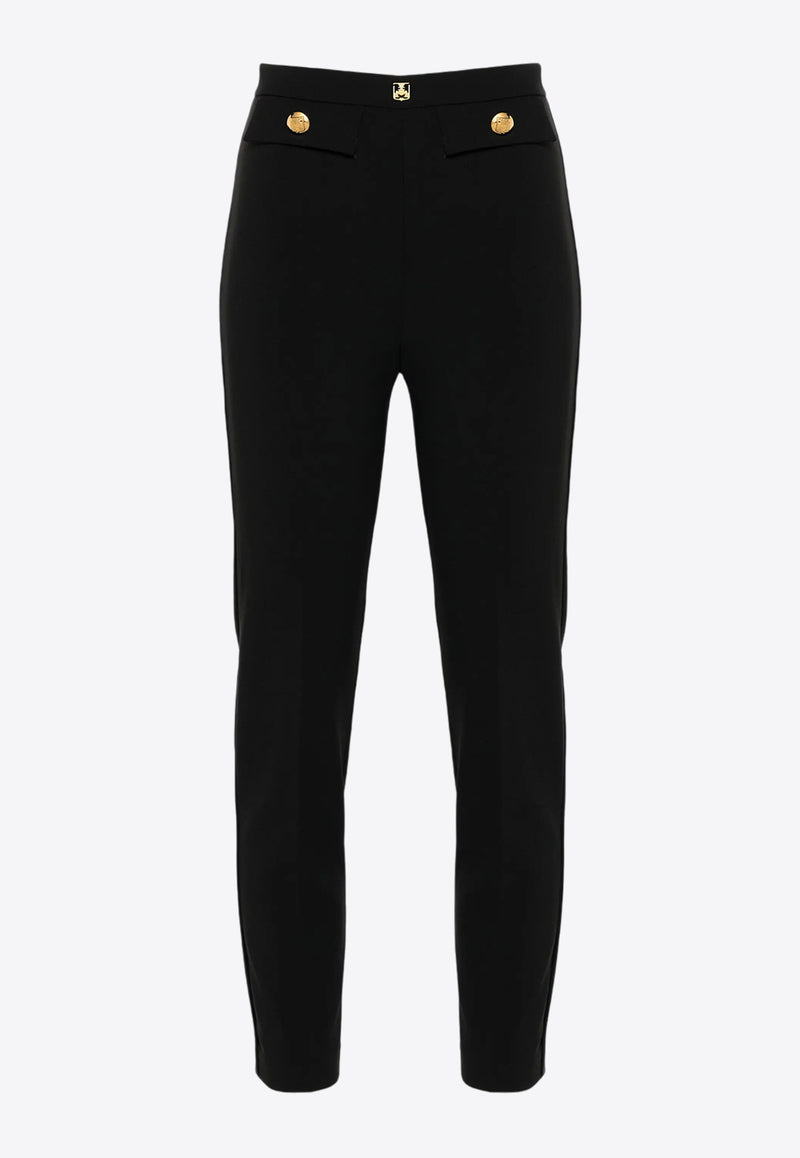 Elisabetta Franchi Crepe Tapered Pants Black PA02446E2_110