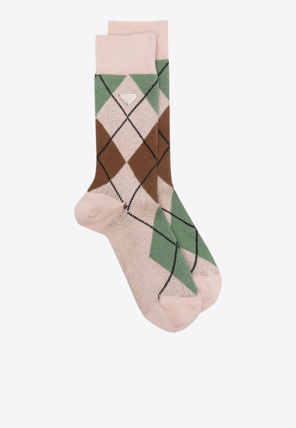 Prada Argyle Pattern Crew Socks Multicolor 66562SOOO15KA_F0627