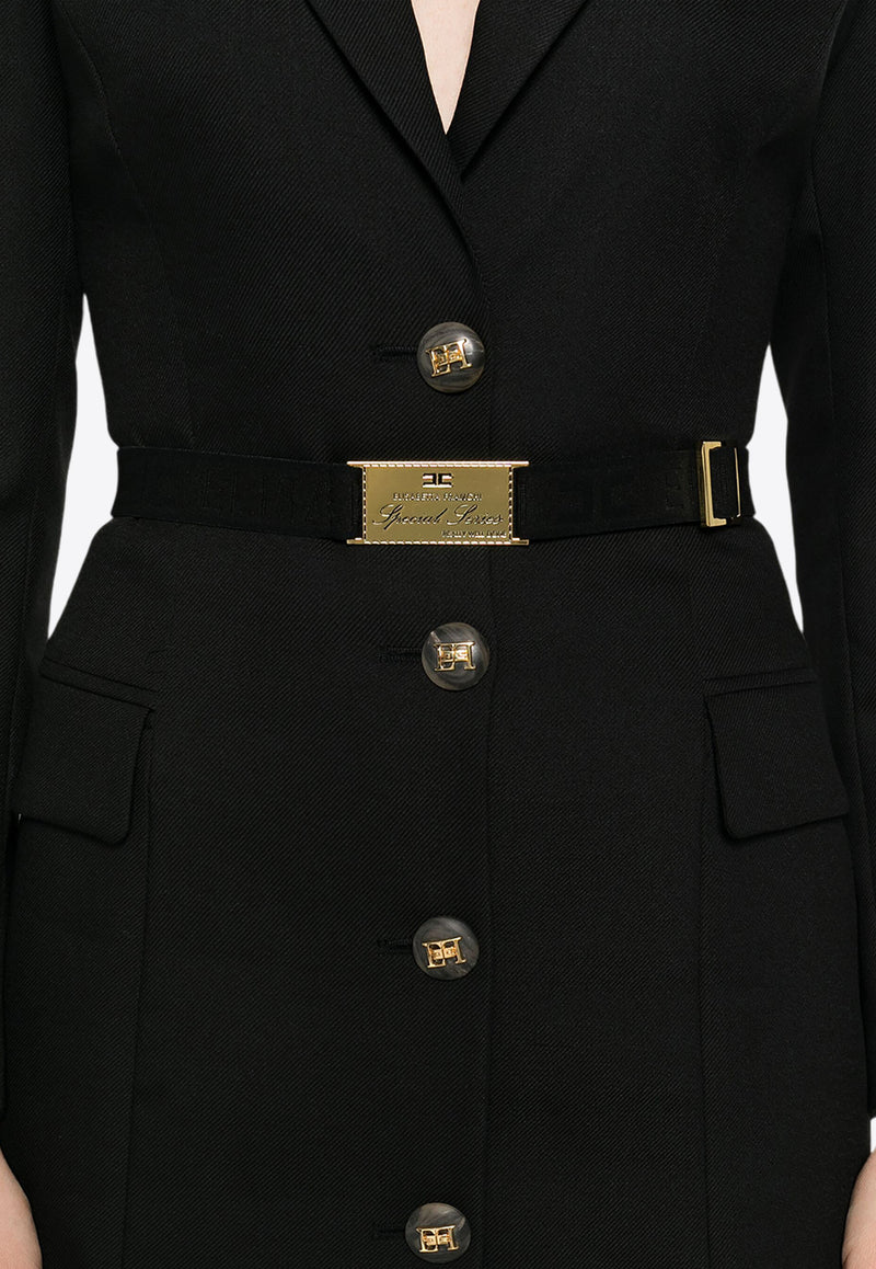 Elisabetta Franchi Belted Mini Coat Dress Black AB63846E2_110