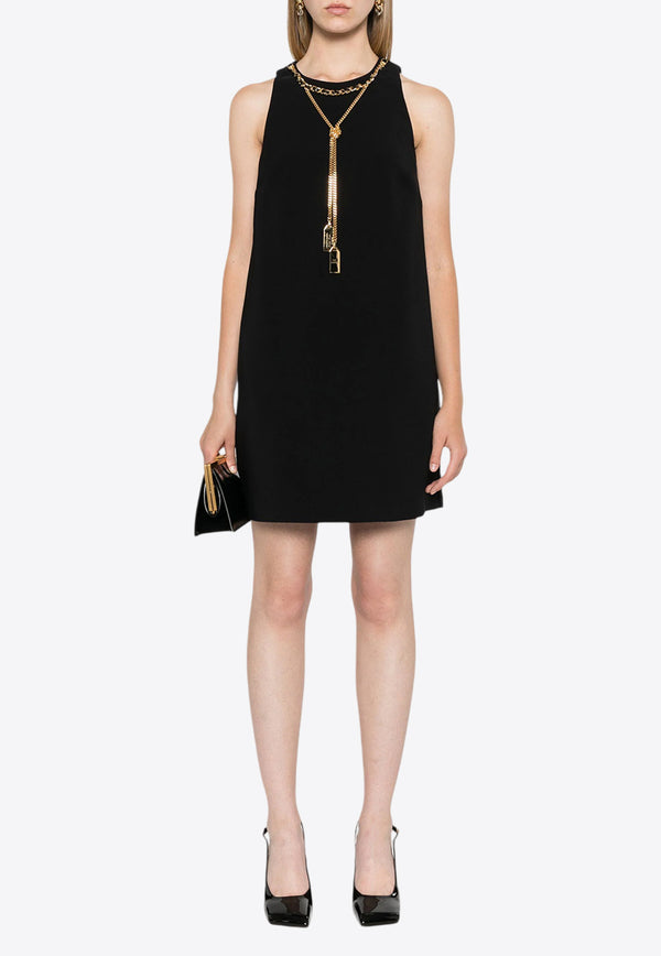 Elisabetta Franchi Knotted Chain Link Mini Dress Black AB67446E2_110