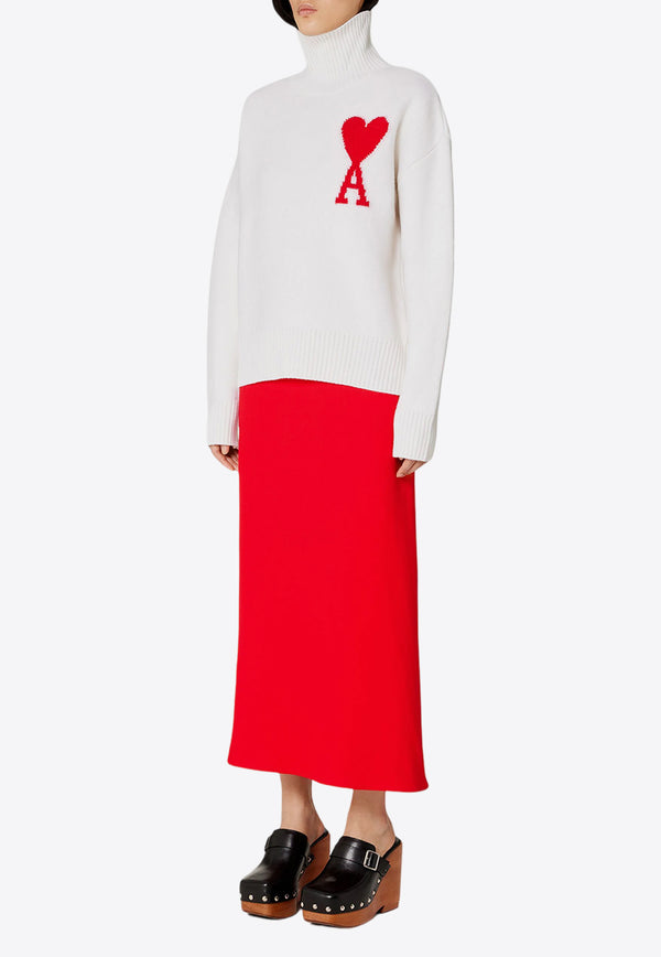 AMI PARIS Ami De Coeur Turtleneck Wool Sweater Off-white BFUKS402018_154