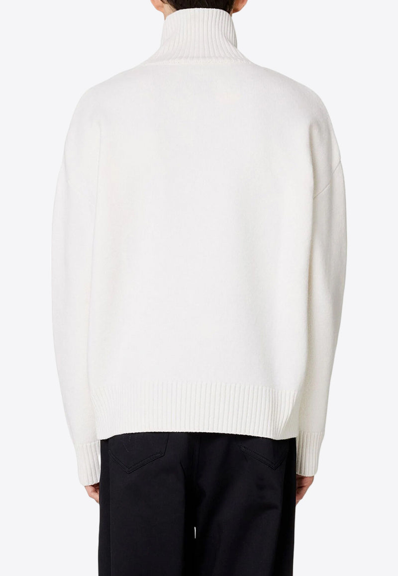 AMI PARIS Ami De Coeur Turtleneck Wool Sweater Off-white BFUKS402018_154