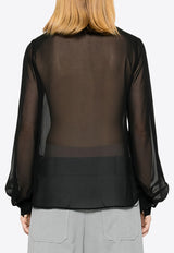 P.A.R.O.S.H Polidori Tied-Neck Sheer Blouse Black D313050POLIDORI24W_013