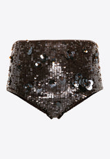 P.A.R.O.S.H Glow Sequined High-Cut Mini Shorts Brown D210570GLOW_008