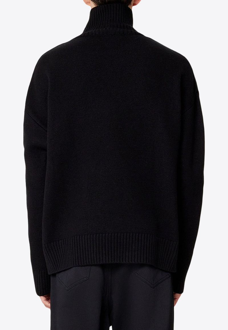 AMI PARIS Ami De Coeur Turtleneck Wool Sweater Black BFUKS402018_009