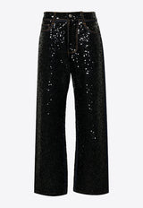 P.A.R.O.S.H Guff Sequined Straight Jeans Black D230726GUFF_813