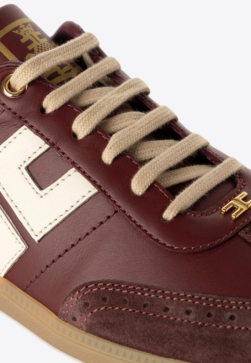 Elisabetta Franchi Appliqué Logo Leather Sneakers Bordeaux SA55G46E2_CI8