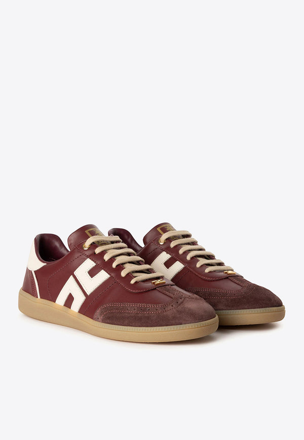 Elisabetta Franchi Appliqué Logo Leather Sneakers Bordeaux SA55G46E2_CI8