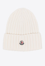 Moncler Logo Patch Wool Beanie White J20933B00036A9327_030