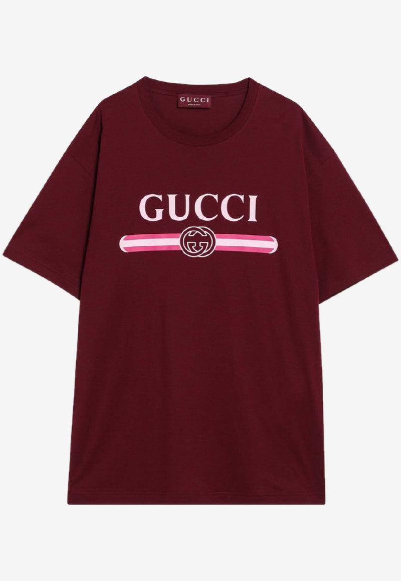 Gucci Logo Print T-shirt Burgundy 796395XJHDH/R_GUC-6317