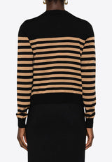 Elisabetta Franchi Striped Wool Cardigan Black MK68S46E2_CO5